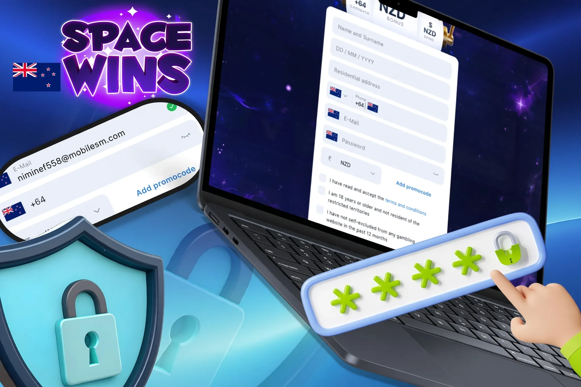 Instructions on creating a strong, secure password to protect your Space Wins account